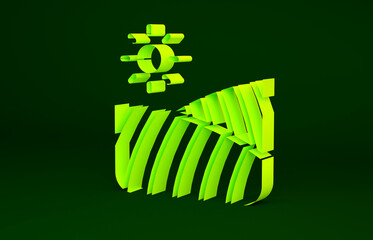 Yellow Agriculture wheat field farm rural nature scene landscape icon isolated on green background. Minimalism concept. 3d illustration 3D render