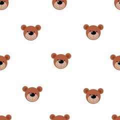 Fototapeta premium Teddy bear toy seamless pattern. Illustration in flat style.