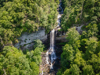 Beautiful Raven Cliff Falls in Blue Ridge Mountains of South Carolina