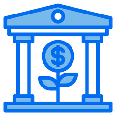 bank blue line icon