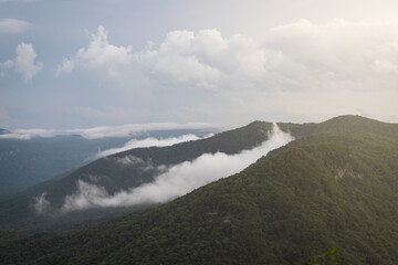 Clouds Rolling over Ridge in Blue Ridge Mountains of South Carolina