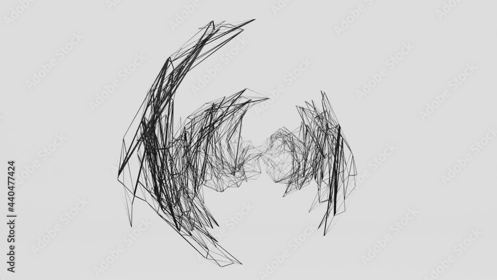 Poster black 3d mesh moves and deforms against a white background. looped animated background. 3d render