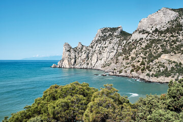 Fototapeta na wymiar National botanical reserve New World, Crimea. Seascape
