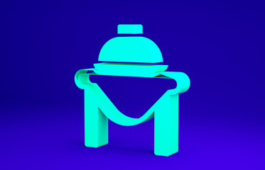 Green Table food icon isolated on blue background. Minimalism concept. 3d illustration 3D render