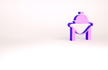 Purple Table food icon isolated on white background. Minimalism concept. 3d illustration 3D render
