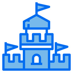Castle blue line icon