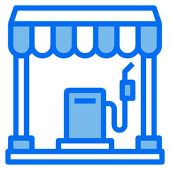 Fuel station blue line icon