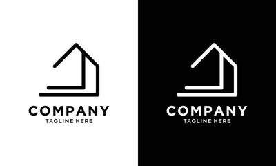 Symbol vector of building and property logo template with creative lineart icon. Real estate architeture design minimalist illustration for agency and company.