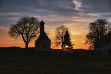 sunset at the temple