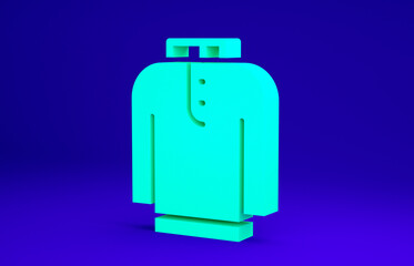 Green Shirt kurta icon isolated on blue background. Minimalism concept. 3d illustration 3D render