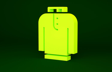 Yellow Shirt kurta icon isolated on green background. Minimalism concept. 3d illustration 3D render