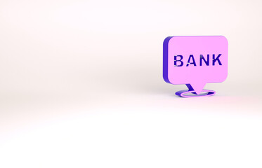 Purple Bank building icon isolated on white background. Minimalism concept. 3d illustration 3D render