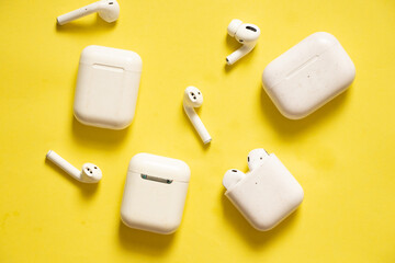 white wireless headphones on isolated background, wireless