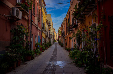 Fototapeta na wymiar Narrow street in the old italian city