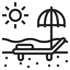 Beach bed line icon