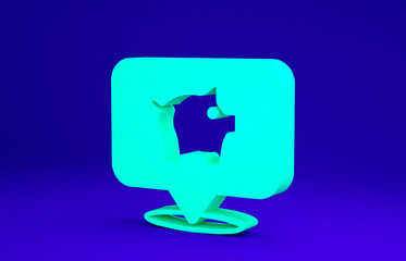 Green Piggy bank icon isolated on blue background. Icon saving or accumulation of money, investment. Minimalism concept. 3d illustration 3D render