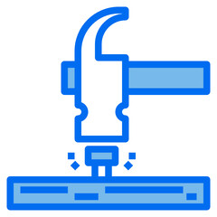 Hammer blue line icon