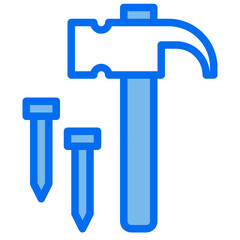 Hammer blue line icon