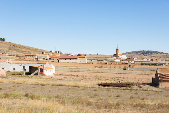 summer landscape with a view of Tornos village, province of Teruel, Aragon, Spain