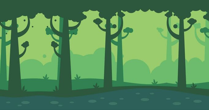green nature adventure forest tree parallax never ending looped animation background