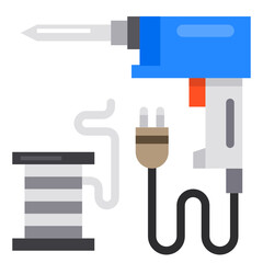 soldering iron kit flat icon