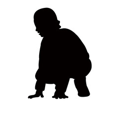 a child squatting body silhouette vector