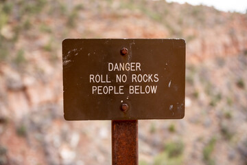 Danger Roll no Rocks Sign