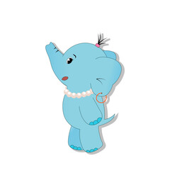 Cartoon baby elephant on a white background. blue elephant on a white background