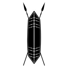 Borneo shield and spears, vector illustration