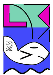 Fish. picture in cubiс style. Abstraction. Symbolic image of a fish in the sea.