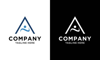 A company letter alphabet person logo