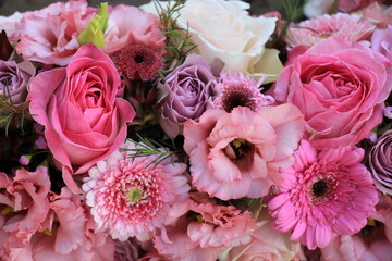 Mixed pink wedding flowers