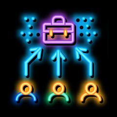 applicants for one job neon light sign vector. Glowing bright icon applicants for one job sign. transparent symbol illustration