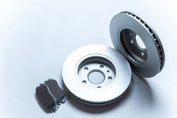 Car construct. New metal car part. Auto motor mechanic spare or automotive piece isolated on white background. Automobile engine service with space for text.