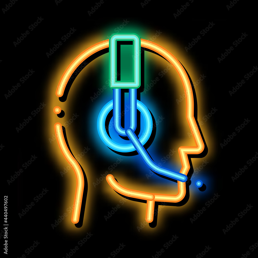 Poster representative help line neon light sign vector. Glowing bright icon representative help line sign. transparent symbol illustration