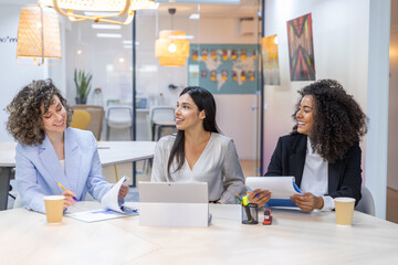 Happy Office Workers During Meeting