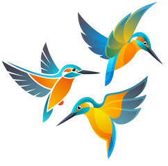 Obraz na płótnie Canvas Stylized Kingfishers