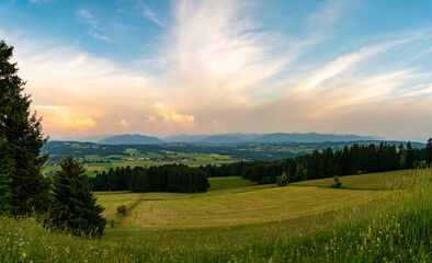 Fototapeta premium Alpenblick, Bergblick, Bayern, Oberbayern, Landschaft, Deutschland
