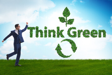 Businessman in think green concept