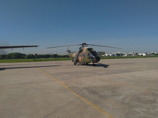helicopter in action