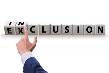 Businessman turning cubes in inclusion and exclusion concept