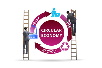 Concept of circular economy with businessman