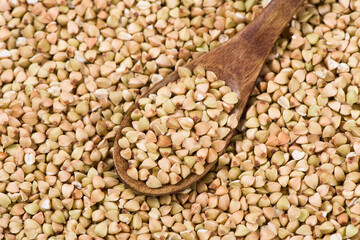  Close-up of raw buckwheat background.