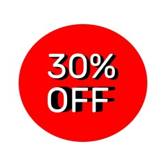 Red circle with description 30% off