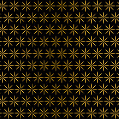 Black and gold floral seamless pattern. Shiny background for Christmas or New Year designs. Golden abstract vector illustration.