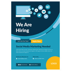 Fototapeta na wymiar Recruitment Social Media Marketing Flyer