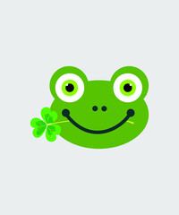 Frog eats lucky clover icon vector