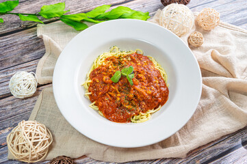 Delicious spaghetti with bolognese sauce