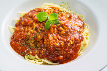 Delicious spaghetti with bolognese sauce