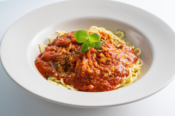 Delicious spaghetti with bolognese sauce